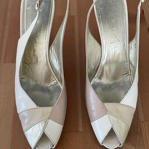 Vintage Bruno Magli Metallic Colorblock Peep Toe Kitten Heels Size 9